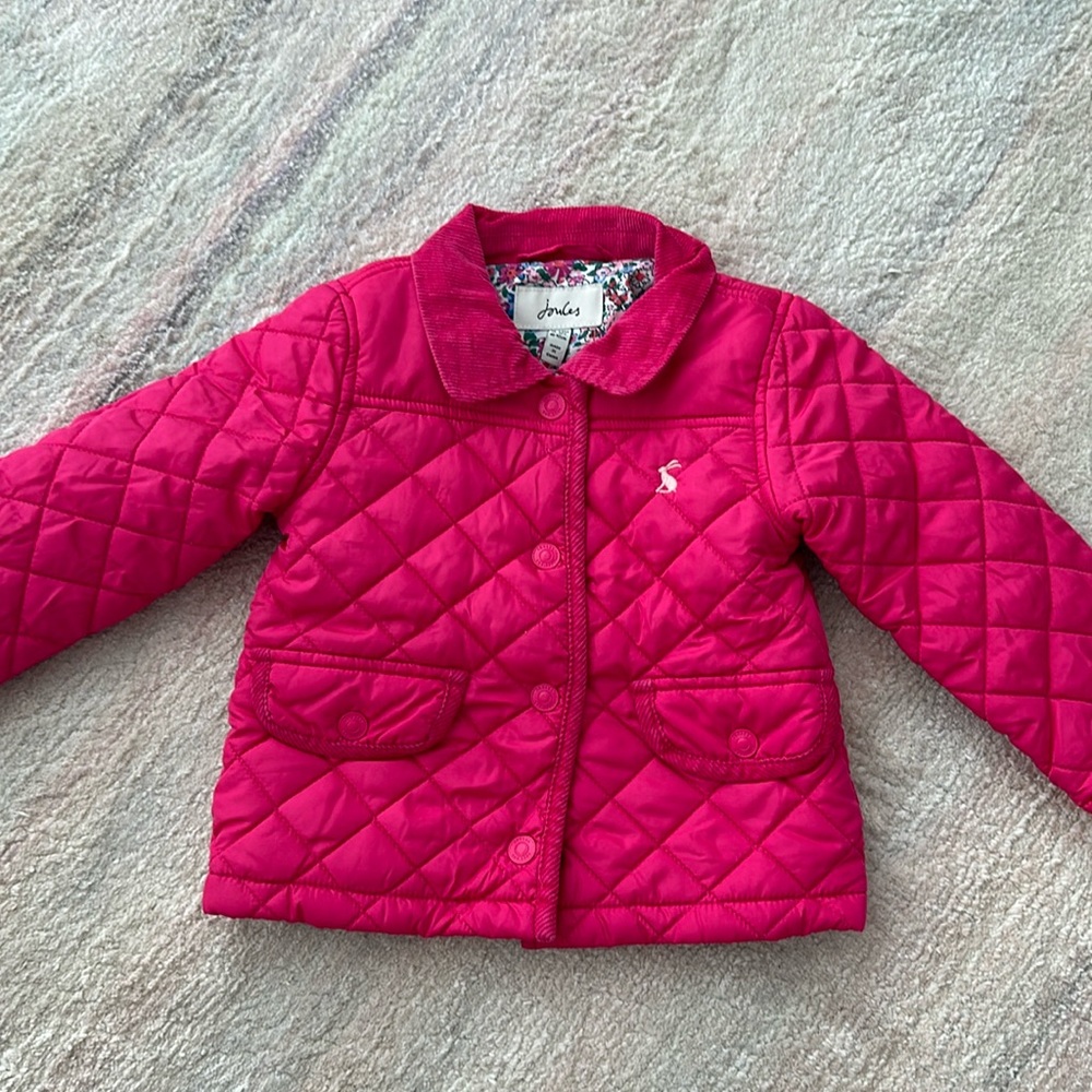 Joules Hot Pink Quilted Kids Jacket